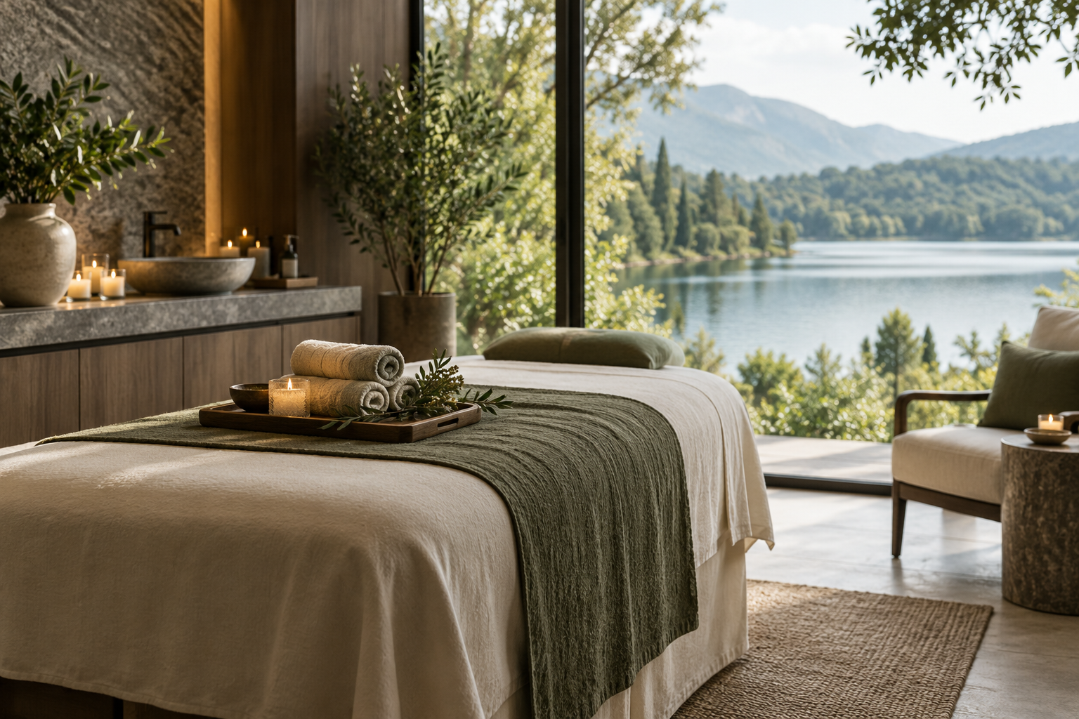 Experiencia de spa frente al lago